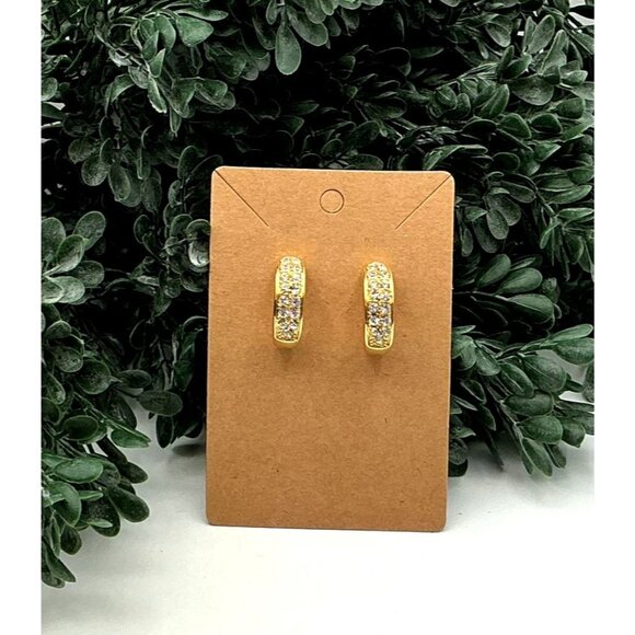 Gold-Tone Hoop Earrings With Pave Crystals - Picture 3 of 7